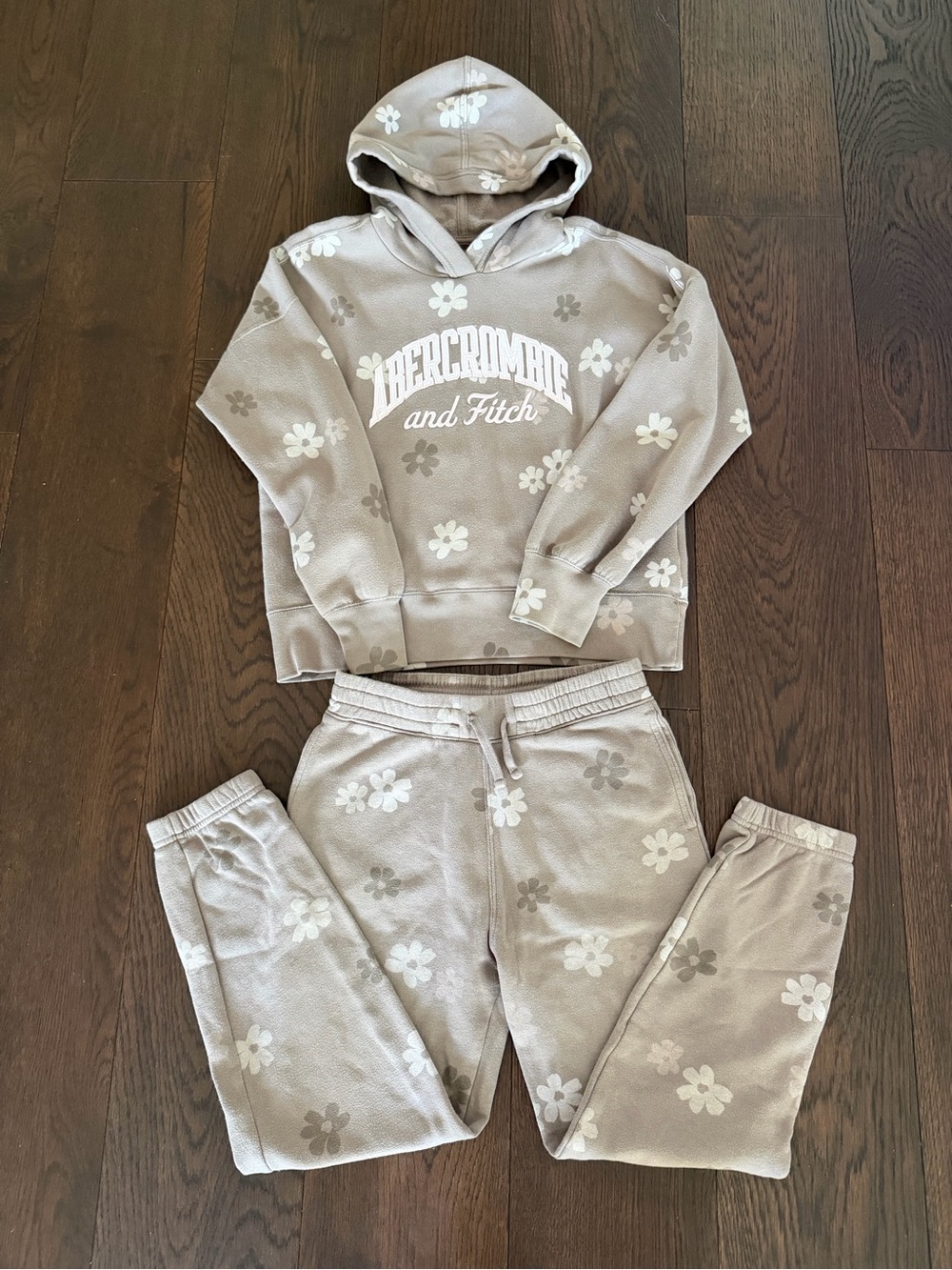 abercrombie kids Taupe Floral Hoodie & Joggers Set